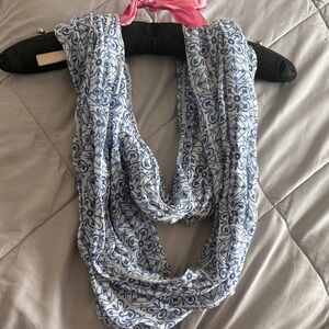 Elegant Blue and White Patterned Scarf